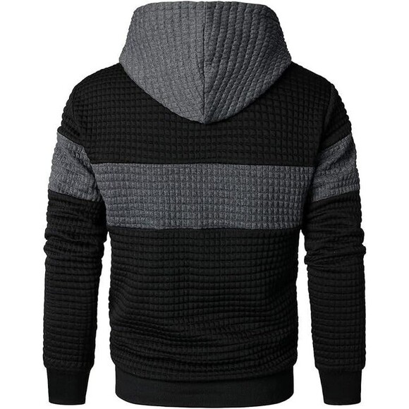 Men’s Sweatshirts Long Sleeve Pullover Patchwork Plaid Jacquard Hoodie Small - Picture 3 of 5